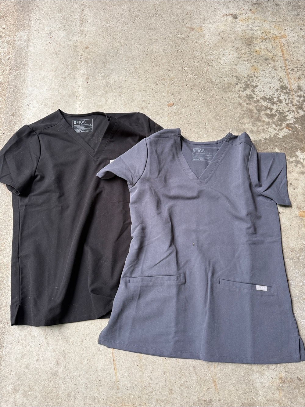 Figs Black and Slate Gray V-Neck Scrub Tops